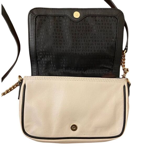 Kate Spade Primrose Hill Little Kaelin Crossbody Cream & Black Leather Bow - Picture 6 of 8